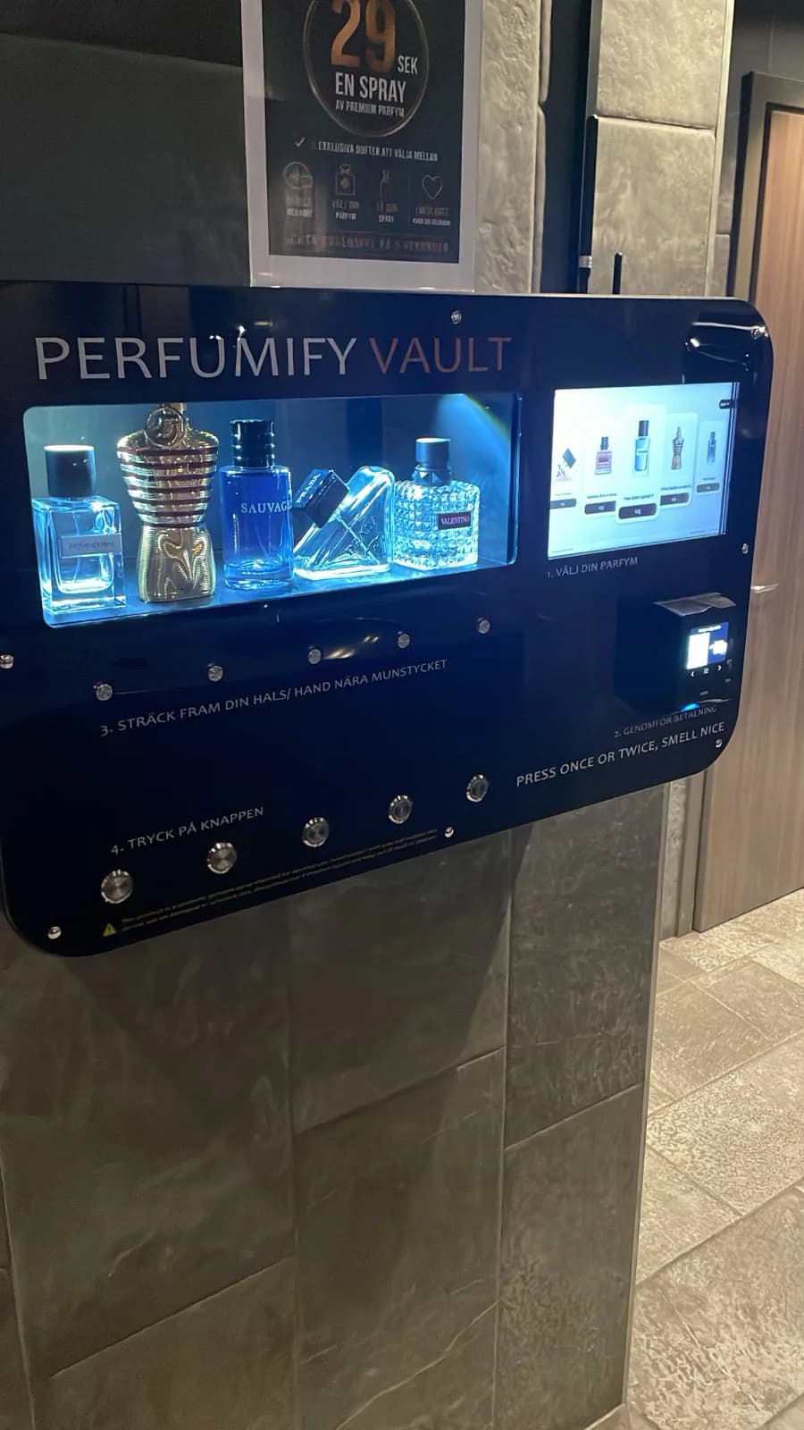 Close-up of the installed Perfumify Vault perfume machine