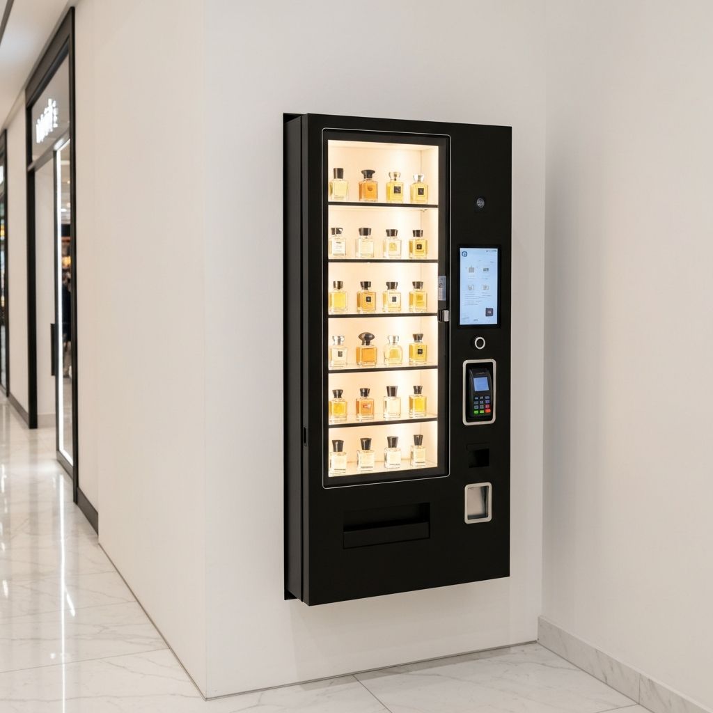 Perfume vending machine in a shopping mall