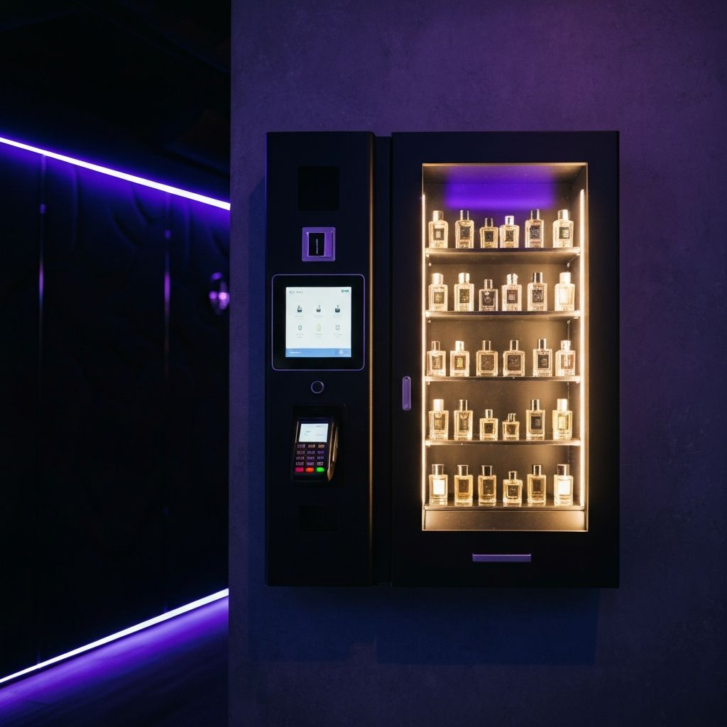 Perfume vending machine in a nightclub